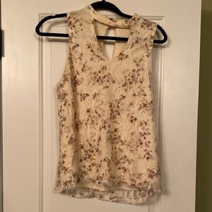 Floral Sleeveless Top - Cream